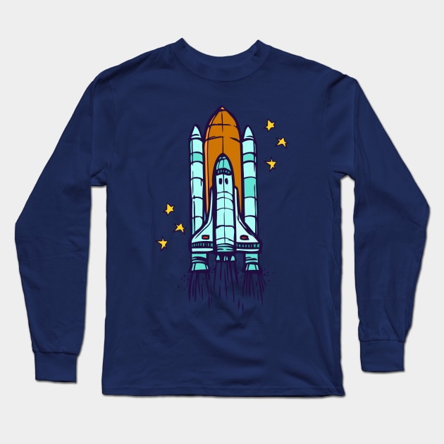 SPACE ROCKET Long Sleeve T-Shirt by onzaqi